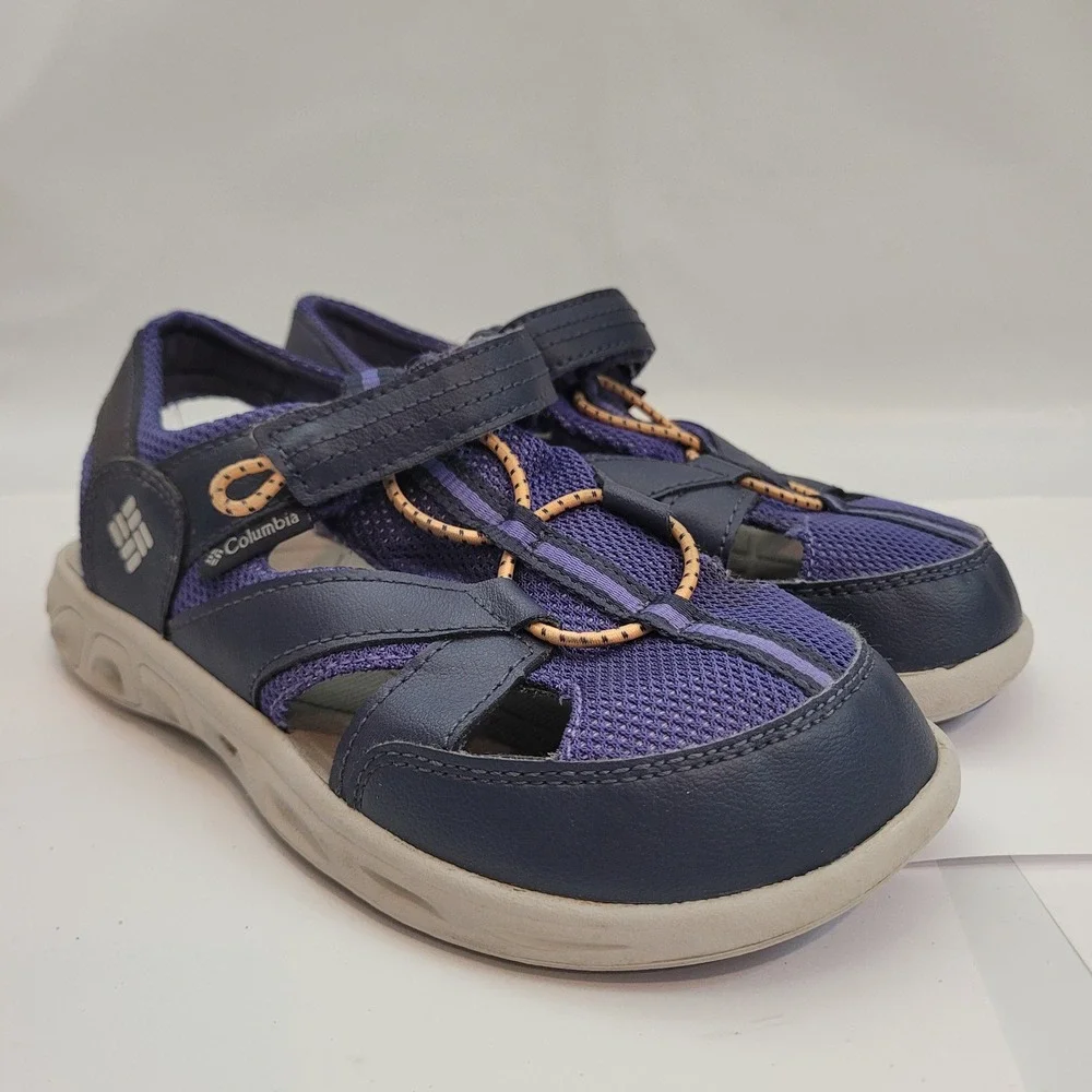 Columbia Techsun Vent Sandals Kids 3 Navy Purple Water Shoes BY2082-466